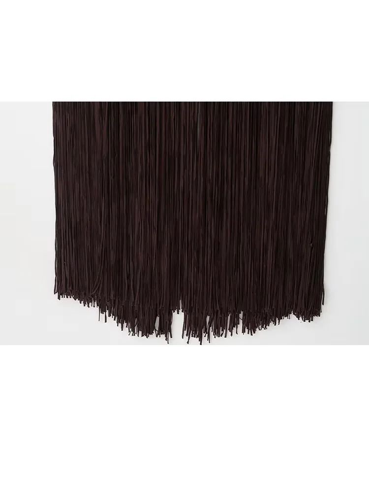 HH Abito lungo estivo da donna Solido O-Collo Backless Scava fuori Nappa Decorazione Cerniera Moda femminile Abiti senza maniche 2025