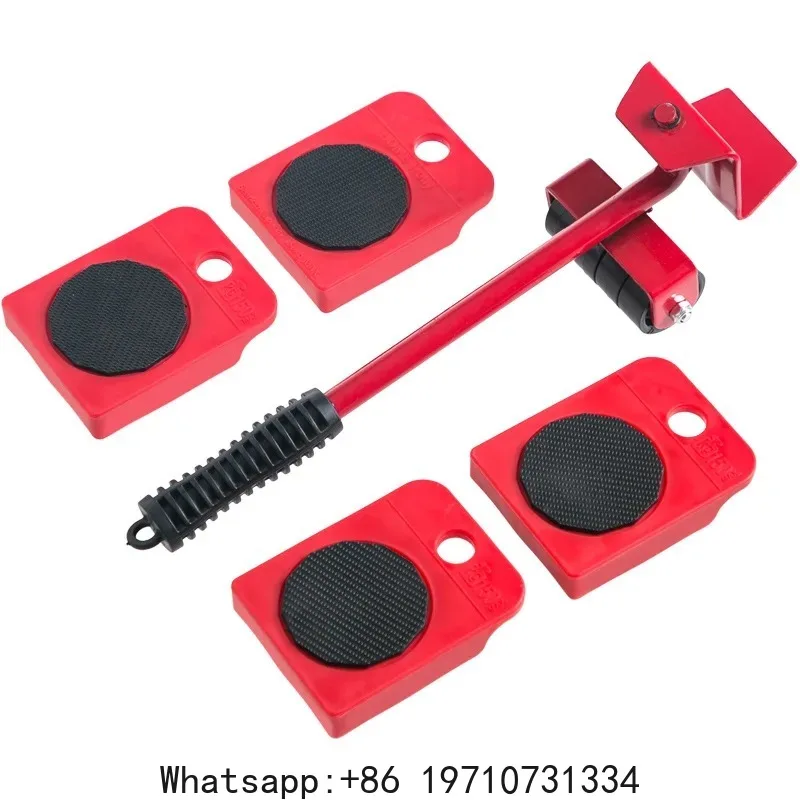 5Pcs Furniture Lifter Sliders Tool Kit Transport Heavy Stuffs Shifter Moving Roller Hand Set Wheel Bar Mover Device Max Up 150KG