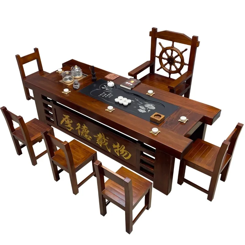 

Old boat wood tea table and chairs