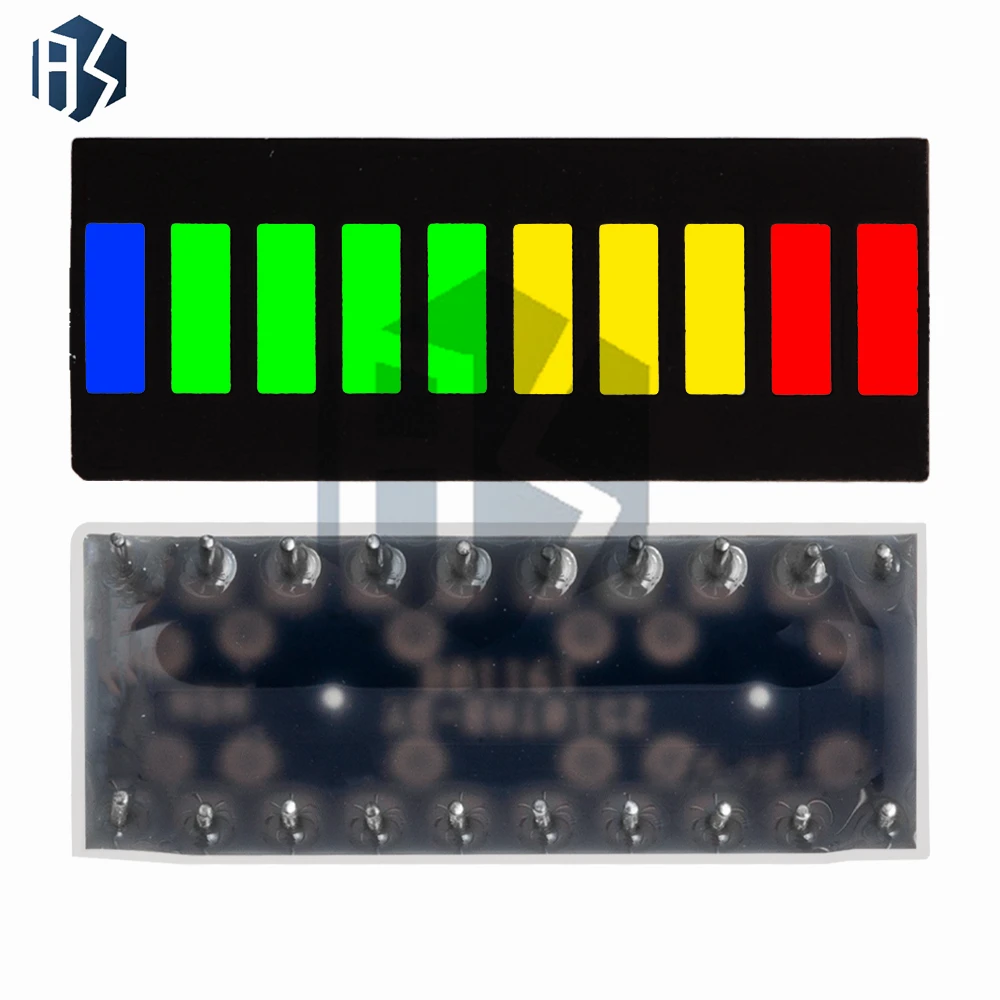 LED Battery Level Indicator | Super Bright 5-20 Segments, Red/White/Blue Multicolor Bar Module