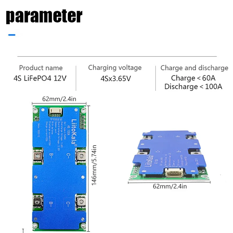 LiitoKala 4S 12V 100A BMS LiFePo4 Lithium Iron Phosphate Battery Protection Circuit Board With Balanced Charging