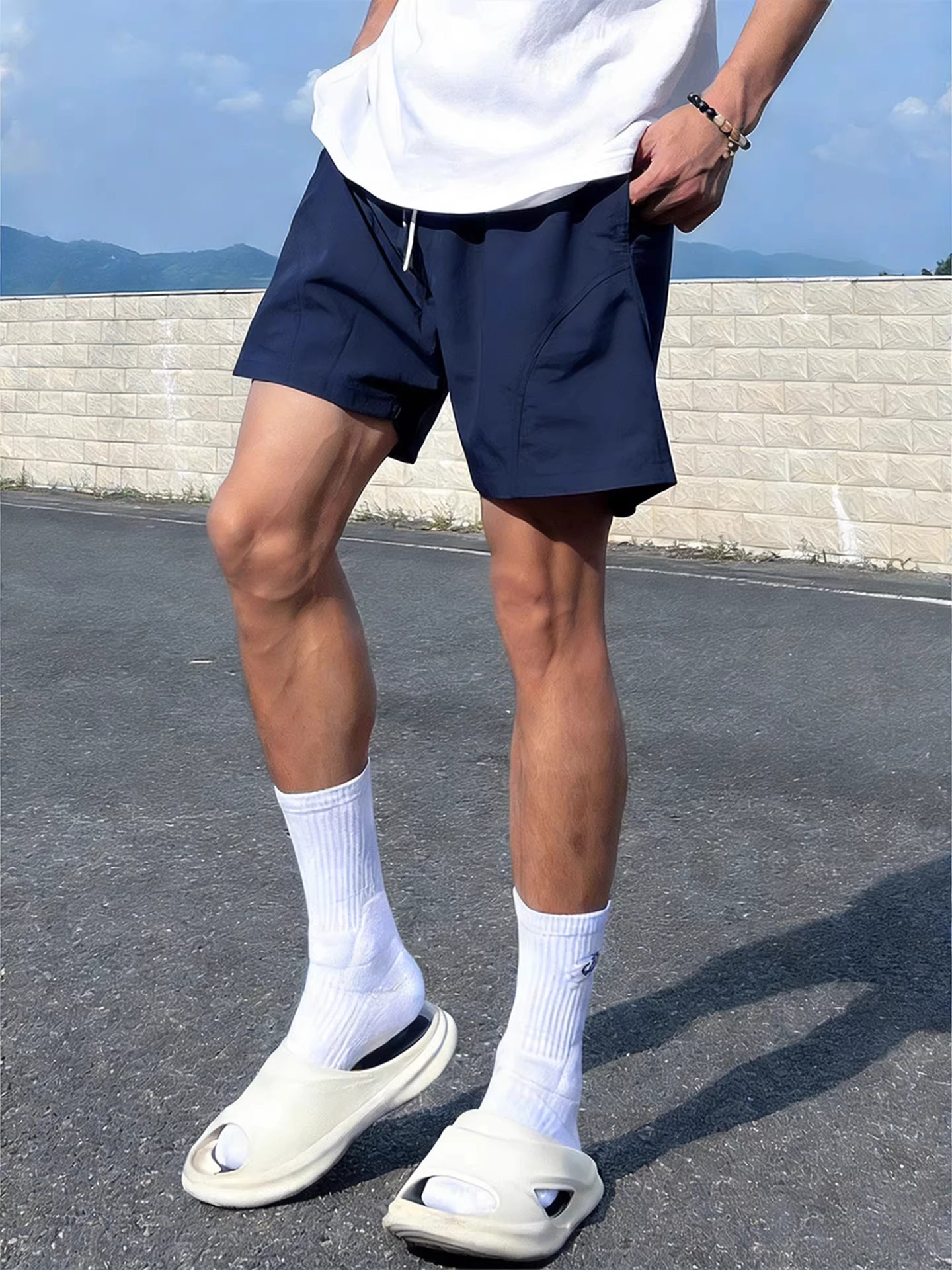 

Ice Silk ort Pants Men's Summer Thin Baskeall Sports Running Fitn Five-Quarter Casual Trousers Qui Dry Side Cut orts