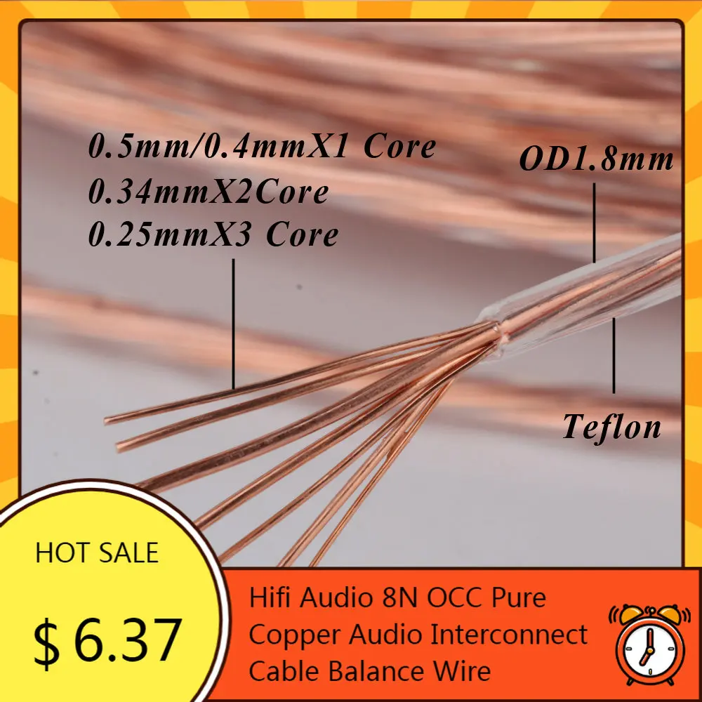 E525 Hifi Audio 8N OCC Pure Copper Audio Interconnect Cable Balance Wire Cable Bulk Cable