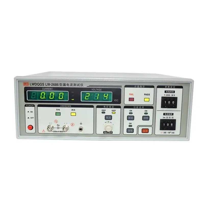 Longwei LW-2686 AC / DC Electrolytic Capacitor Leakage Current Tester 0-200V/0-500V 10nA-19.99mA Measuring Instrument LED