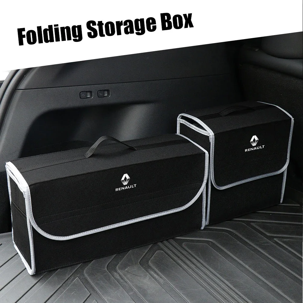 Car Trunk Storage Bag Organizer Sundries Stowing Tidying Box For Renault Clio 3 4  Laguna 2 Megane 2 3 4 Duster Logan Emblems