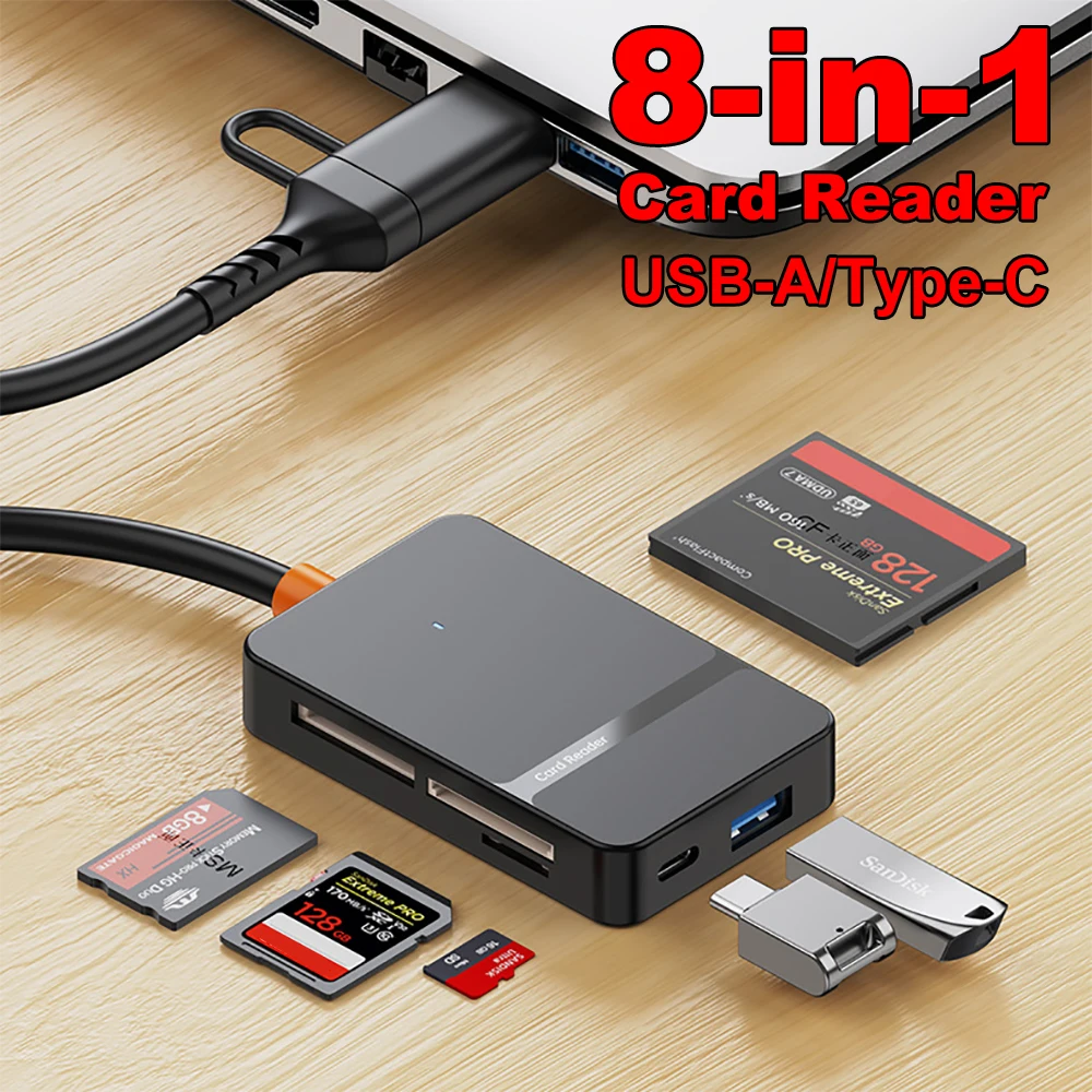 Lectordetarjetas8en1USB3.0tipoCaSDTFCFMSadaptadordetarjetadememorialectordetarjetasmultifuncionaltransmisióndealtavelocidadde5Gbps-AliExpress7