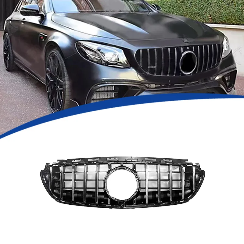 

For Mercedes E Class W213 2016-2020 E63 GT Vertical Slat Front Racing Grille Body Kit Gloss Black