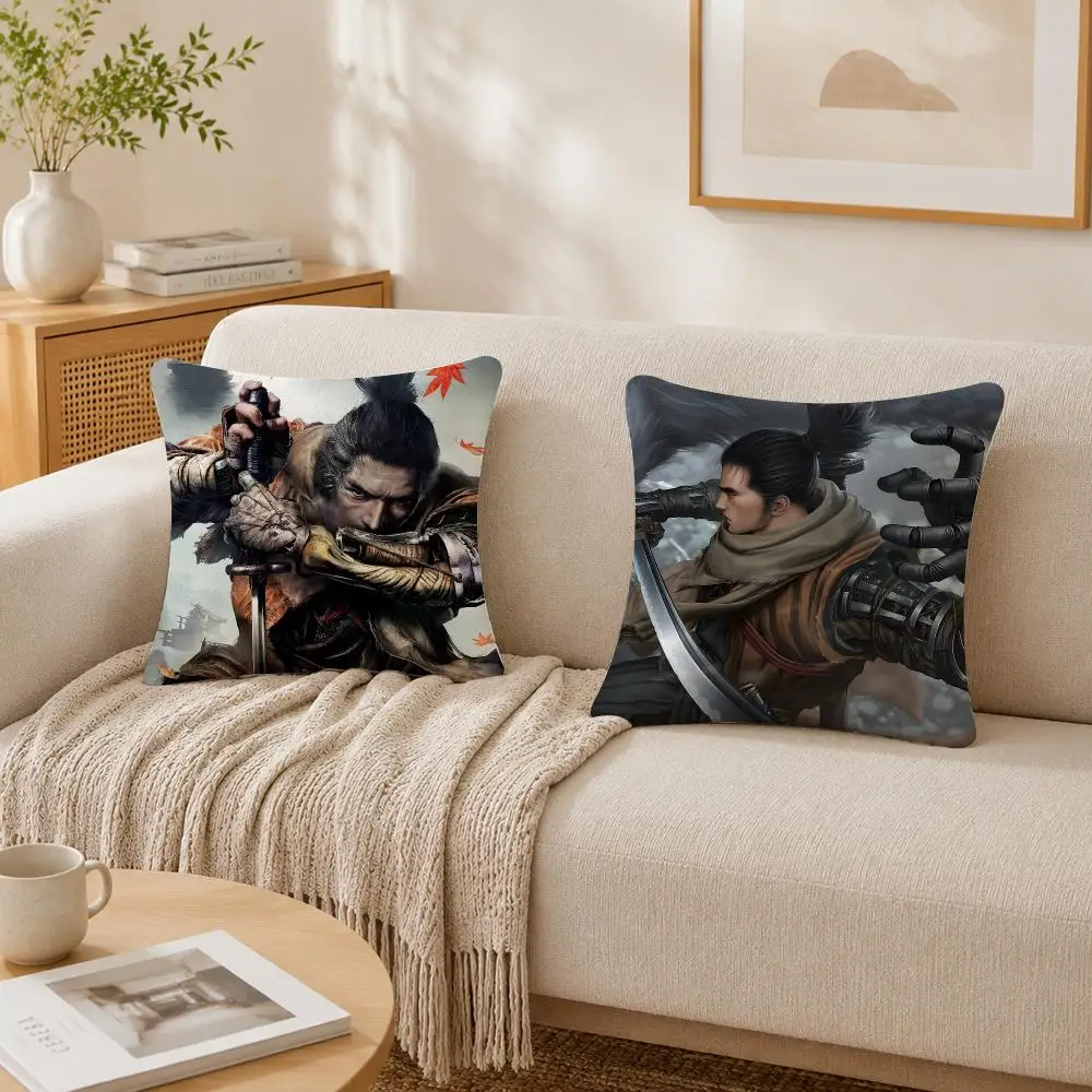 Game S-Sekiro Shadows Die Twice Cushion Cover Plush Decorative Pillow Case With Hidden Zipper Cutecore Room Decor For Home