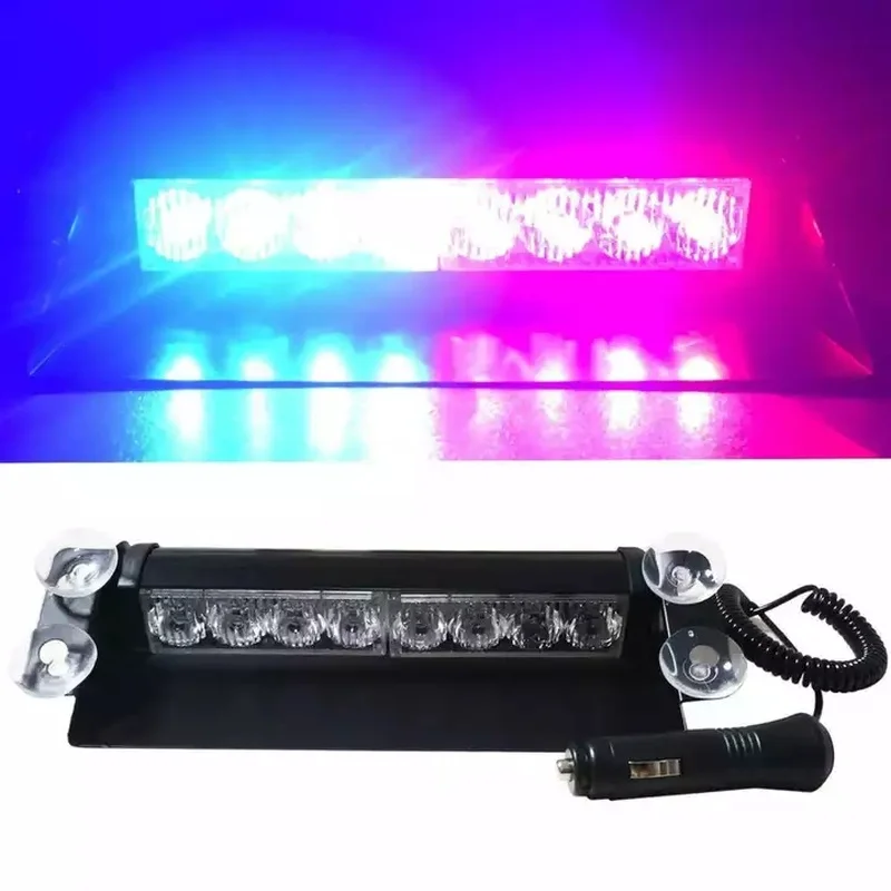 Car Police Lights Truck Emergency Flasher Dash Strobe Warning Light Day Running Flash Led Police Lights 8 LEDs 3 Flashing 12V