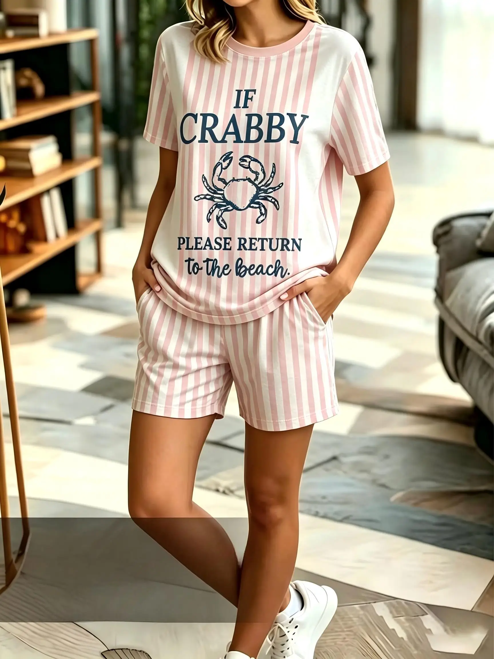 2026 Summer New Street Fashion Sports Leisure Soft Comfortable 3D Letter Pattern Printed Women's Short-sleeved Set