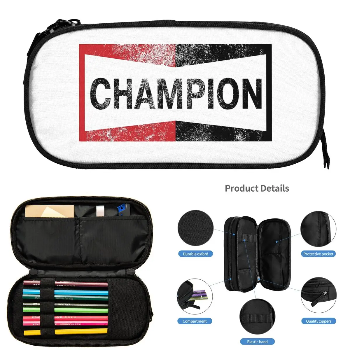 

Champion Vintage Logo Pencil Cases for Students Gifts Pen Box Pencil Bag Large Storage Pencil Pouch Pen Holder