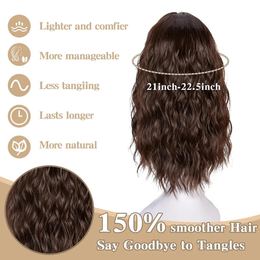 باروكات بنية قصيرة مموجة للنساء، باروكة بوب مموجة مقاس 18 بوصة مع الجزء الأوسط من الدانتيل الأمامي لخط الشعر الطبيعي والحفلات اليومية #5