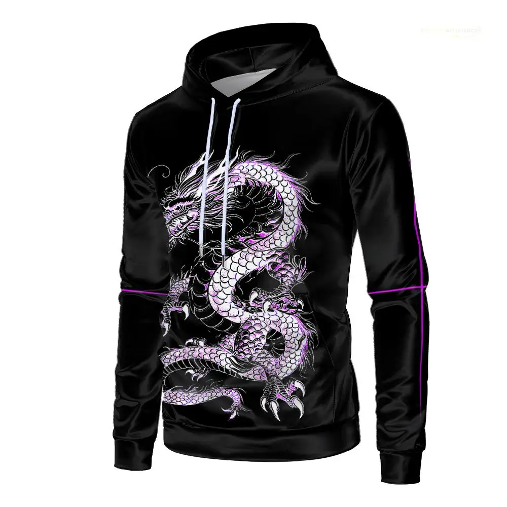 Autumn and winter new Chinese dragon totem 3D printed hoodie street casual all-match tops men and women fashion sweatshirt