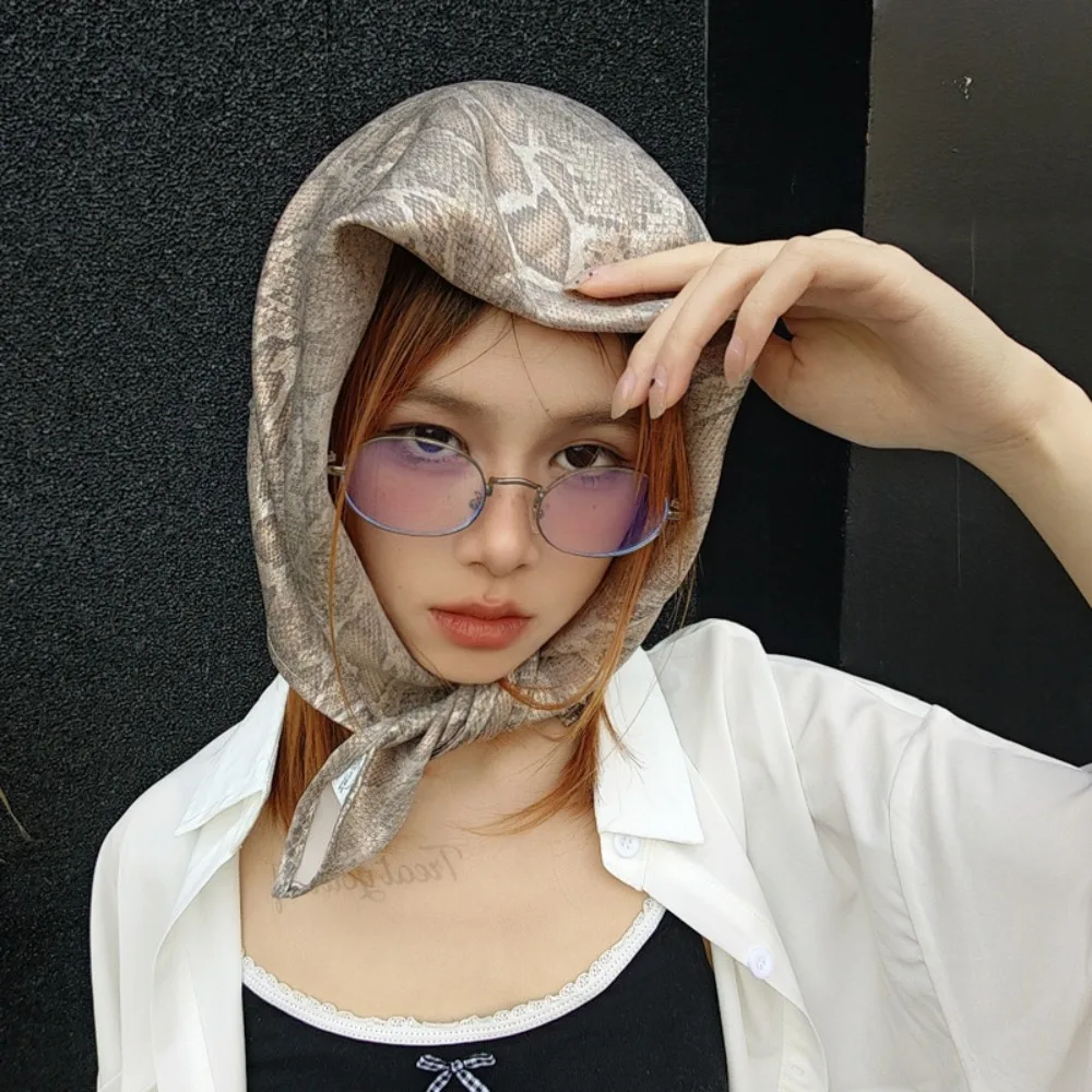 

Headwear Y2K Snake Print Hair Scarf Soft Square Serpentine Hair Band Hip Hop Turban Snake Punk Bandana Girls