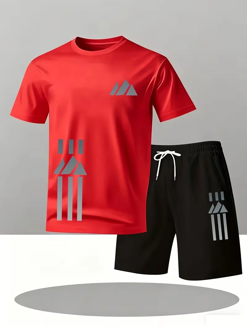 

New Street Trendy Men's Summer Breathable Sportswear Short Sleeve Shorts Lightweight Quick Drying Comfortable Fashionable Sports