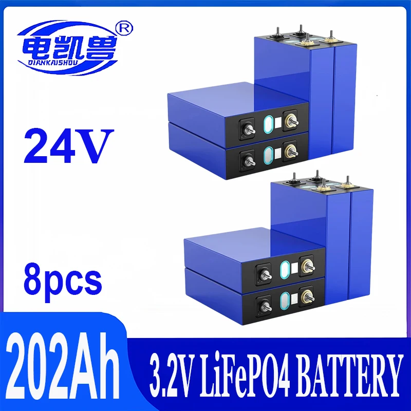 

8 pcs 3.2V Lifepo4 Battery 202Ah 4000 Cycles Lithium Prismatic Cells for 12v 48v 202ah Solar Energy System EV Truck Camper Van