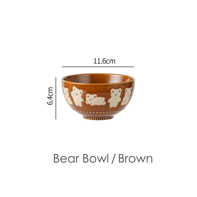6 Petits Bols à Dessert en Céramique, Petits Bols pour Riz/Dessert/Soupes, Bols à Collation, Bols à Riz, Micro-ondes et Lave-vaisselle Convient,Dessin animé Animal Pattern style (300 ml,Multicolore