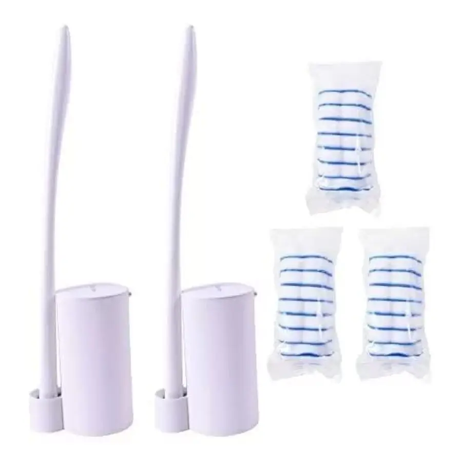 

Toilet Brush Holder Set Toilet Wand Pack of 2 Toilet Cleaner Scrubber with 24 Refills