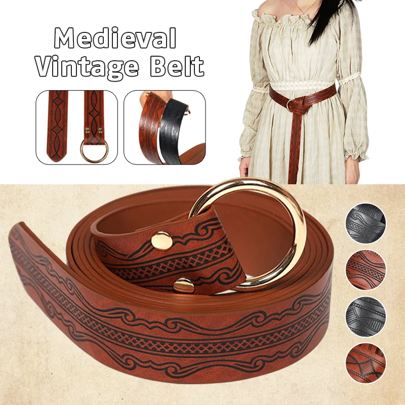 

Medieval Renaissance Waist Belt PU Leather Waistband Women Men Viking Knight Harness Belt Pirate Cosplay Costume Accessory