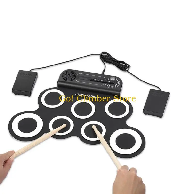 

Q84C Ручной барабан Перезаряжаемый портативный электронный барабан Силиконовый тренировочный коврик