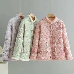 Chinese Traditional Hanfu Tops Loose Ladies Quilted Jacket Coat Women's 2024 Winter New Warm Buttoned Cotton-padded Clothes