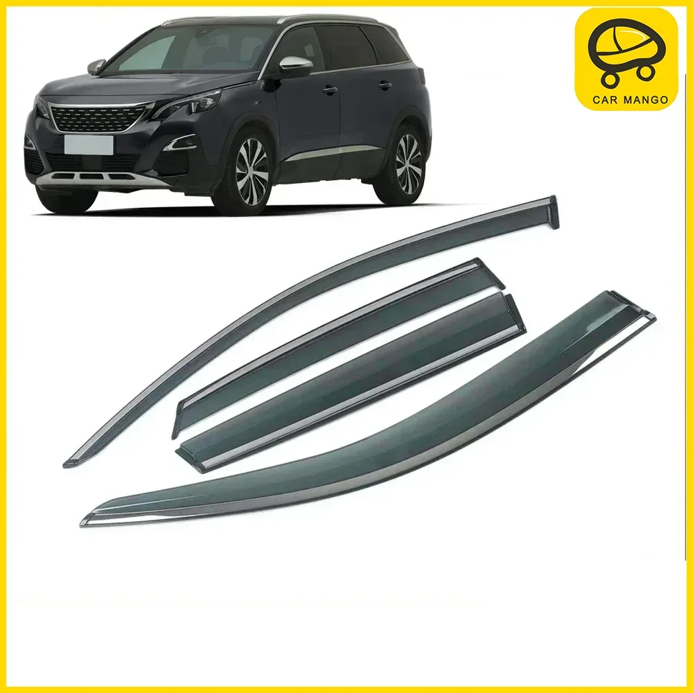 

Chrome Strips Rain Guards for PEUGEOT 5008 2016-2024 Window Visor Wind Deflectors Door Visor Vent Shades Ventvisor