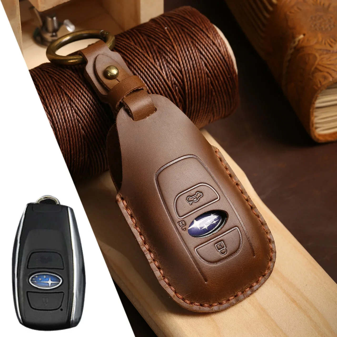 Leather Car Key Cover for Subaru Legacy XV Forester Outback BRZ SIT Accessories Auto Remote Key Shell Case Protector Covers