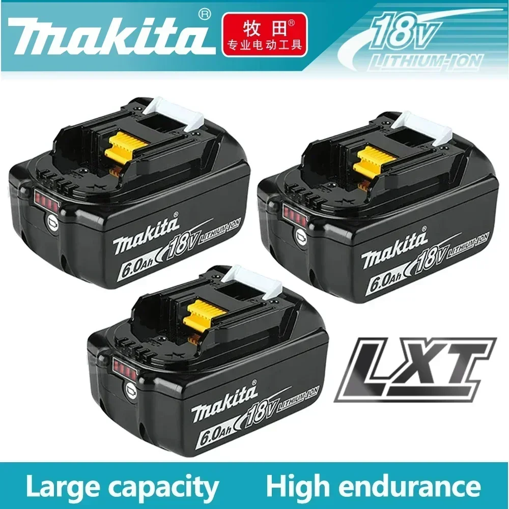 100% Original Makita Rechargeable Power Tool Battery, Replaceable LED Lithium-ion, 6.0 Ah 18V LXT BL1860B BL1860BL1850 BL1830