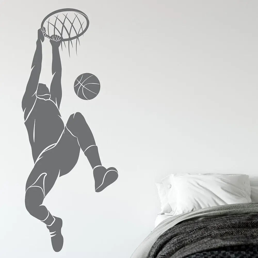 Basketball Sports Wall Decal Basketball Player Silhouette Wall Sticker Boys Room Decor Vinyl Basketball Wall Decor Decals C187