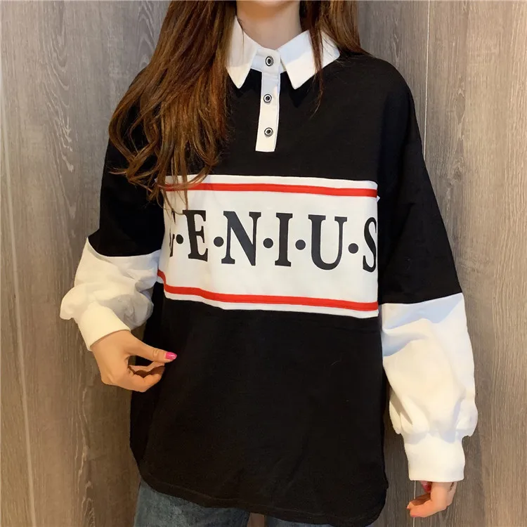 

Spring Women Sweatshirt Casual Pullover Vintage Loose Letter Print Korean New Top Fashion O-neck Sweatshirts Female Clothing