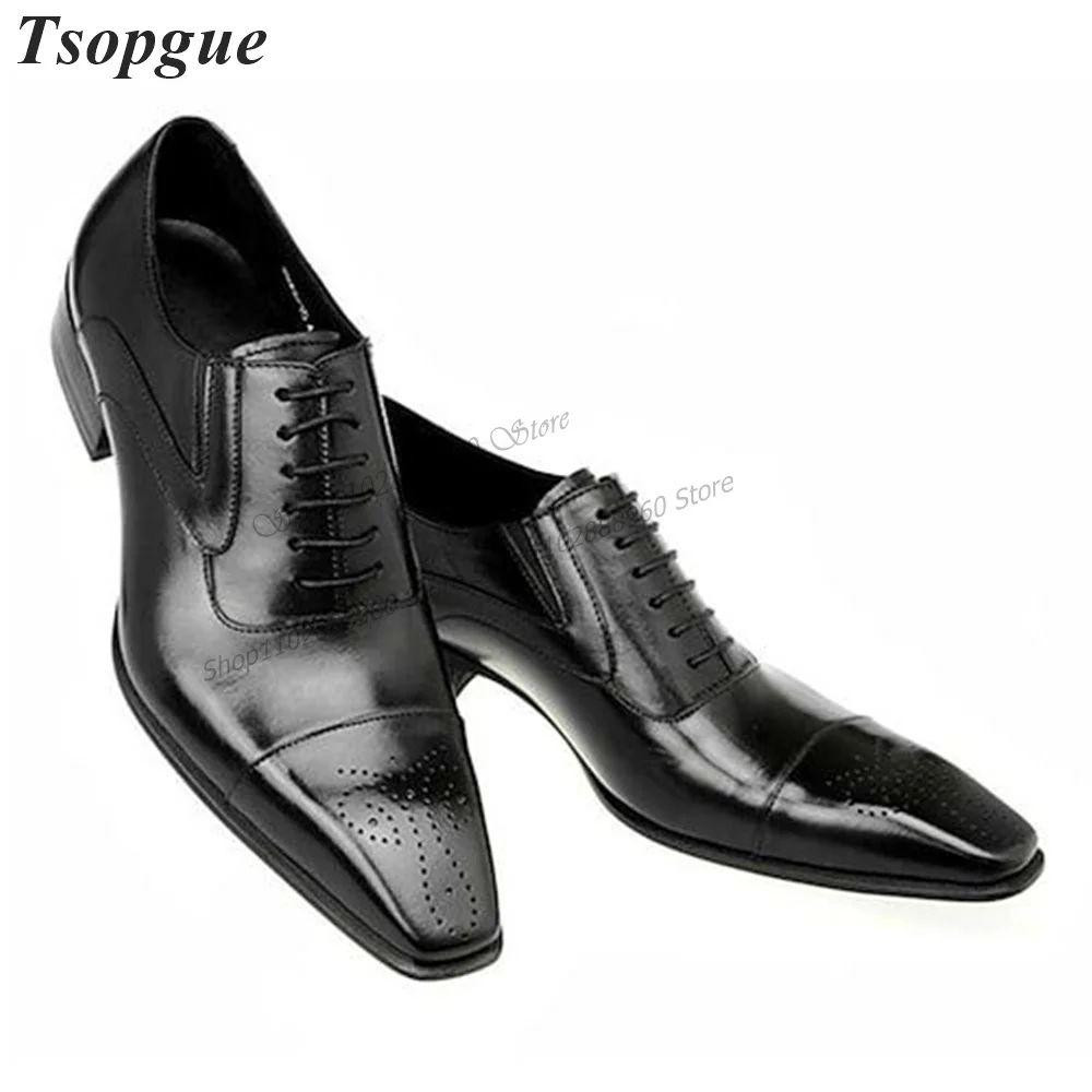 

Black Handmade Carve Cross-Tied Leather Men's Pumps Shoes For Men Slip-On Runway Casual Party Shoes 2023 Fashion Zapatillas Muje