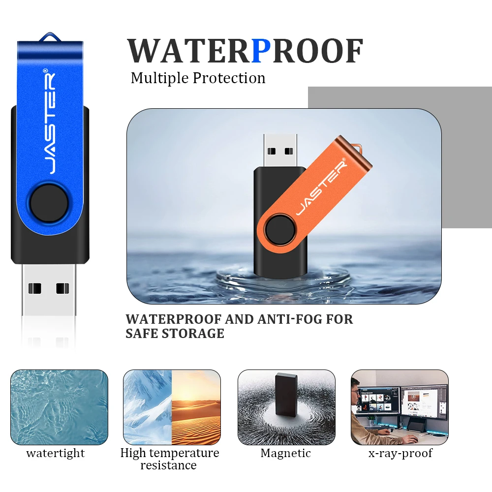 JASTER Rotatable Metal USB 2.0 Flash Drives 128GB Pen Drive 64GB  Memory Stick 32GB Real Capacity16GB 8GB Business Gift U Disk