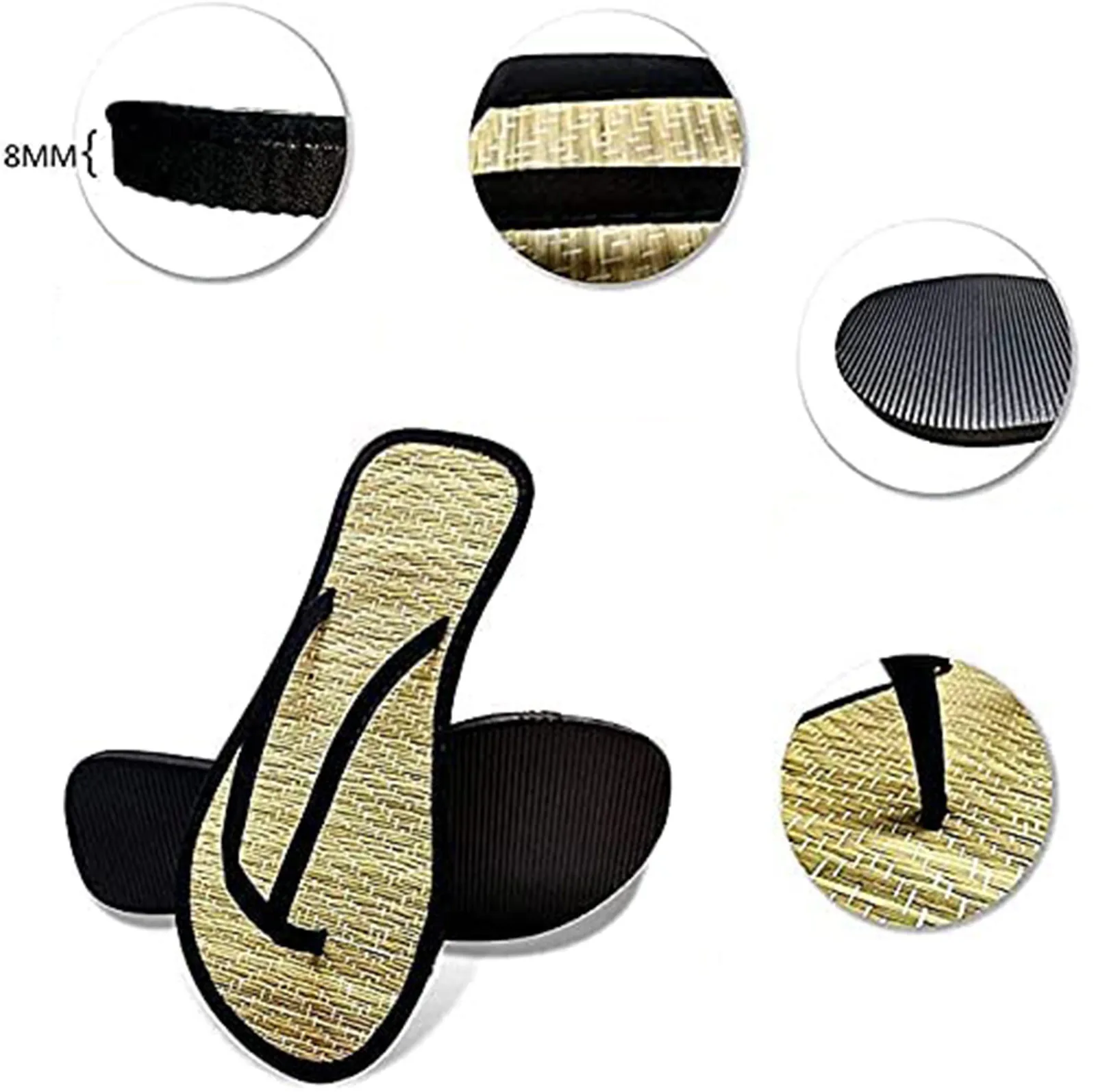 Women Flat Flip-flops Slippers Comfortable Non-slip Sandals Bamboo Rattan Flip Flop Home Bathroom Fashion Slippers Zapatos 2022