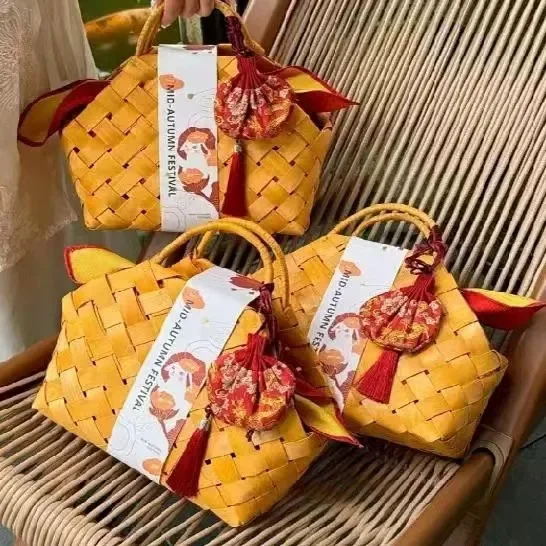 هدية سلة الزهور المنسوجة، ديكور سلة للزهور مهرجان الزفاف عيد ميلاد الإبداعية هدية حقيبة من القماش اليد هدية سلة لوازم الحفلات #2