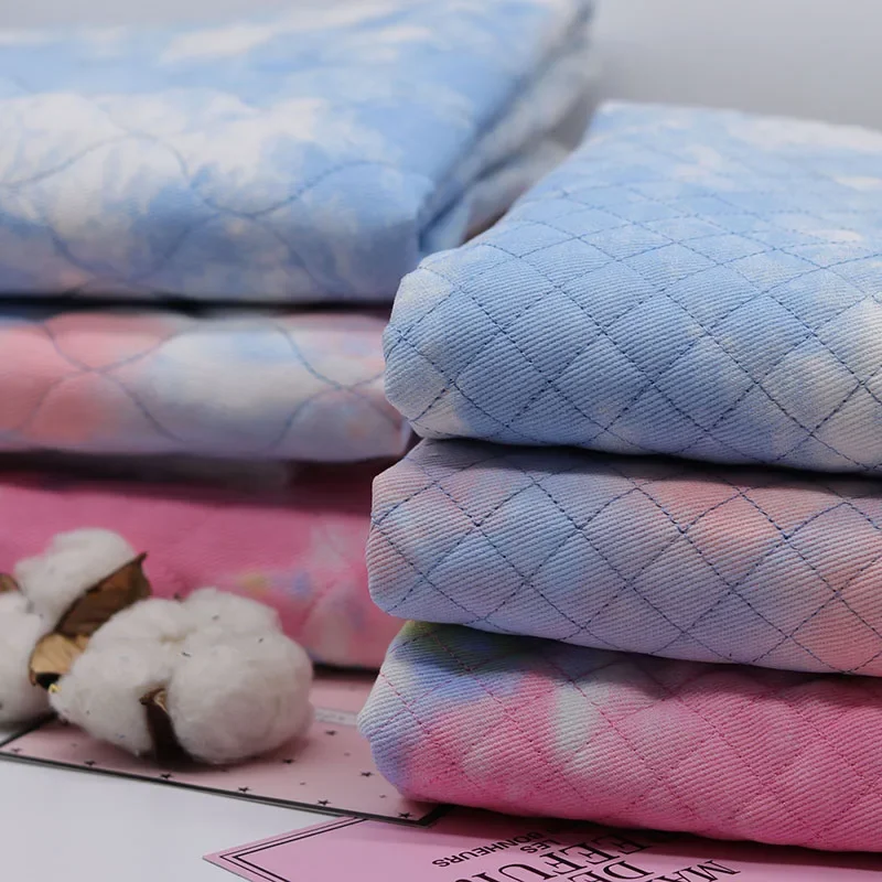 

Pure Cotton Colorful Tie Dyed Quilted Fabric Thickened for Clothing Coat Bag Designer Handmade Diy Sewing Cloth Material