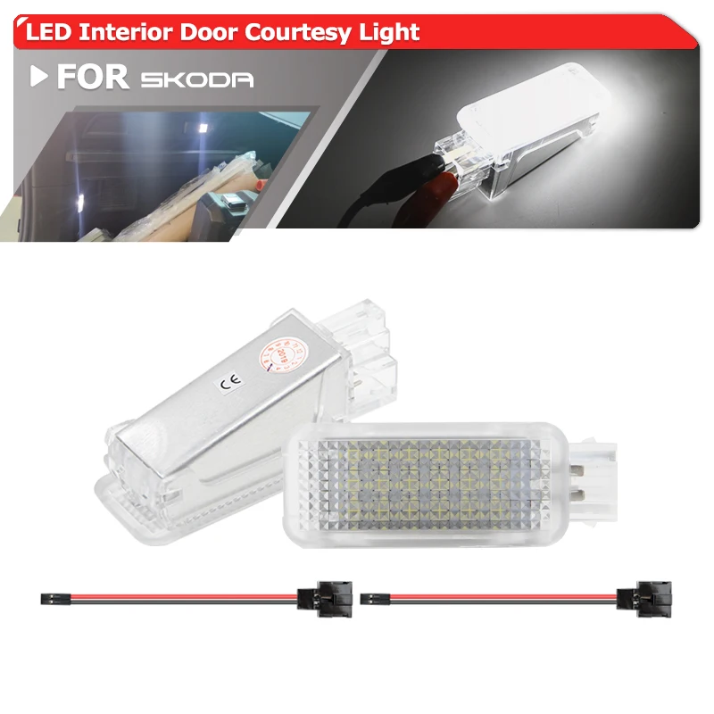 シュコダファビアに適合オクタビアルームスター素晴らしいラピッドコディアックledドア礼儀インテリアフットウェルグローブボックストランクラゲッジライト