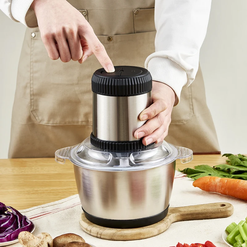 Home Kitchen Chopper Food Grinders Cheap Stainless Steel Small Best Meat Chopper Automatic 2L 3L Electric Meat Grinder for Sale