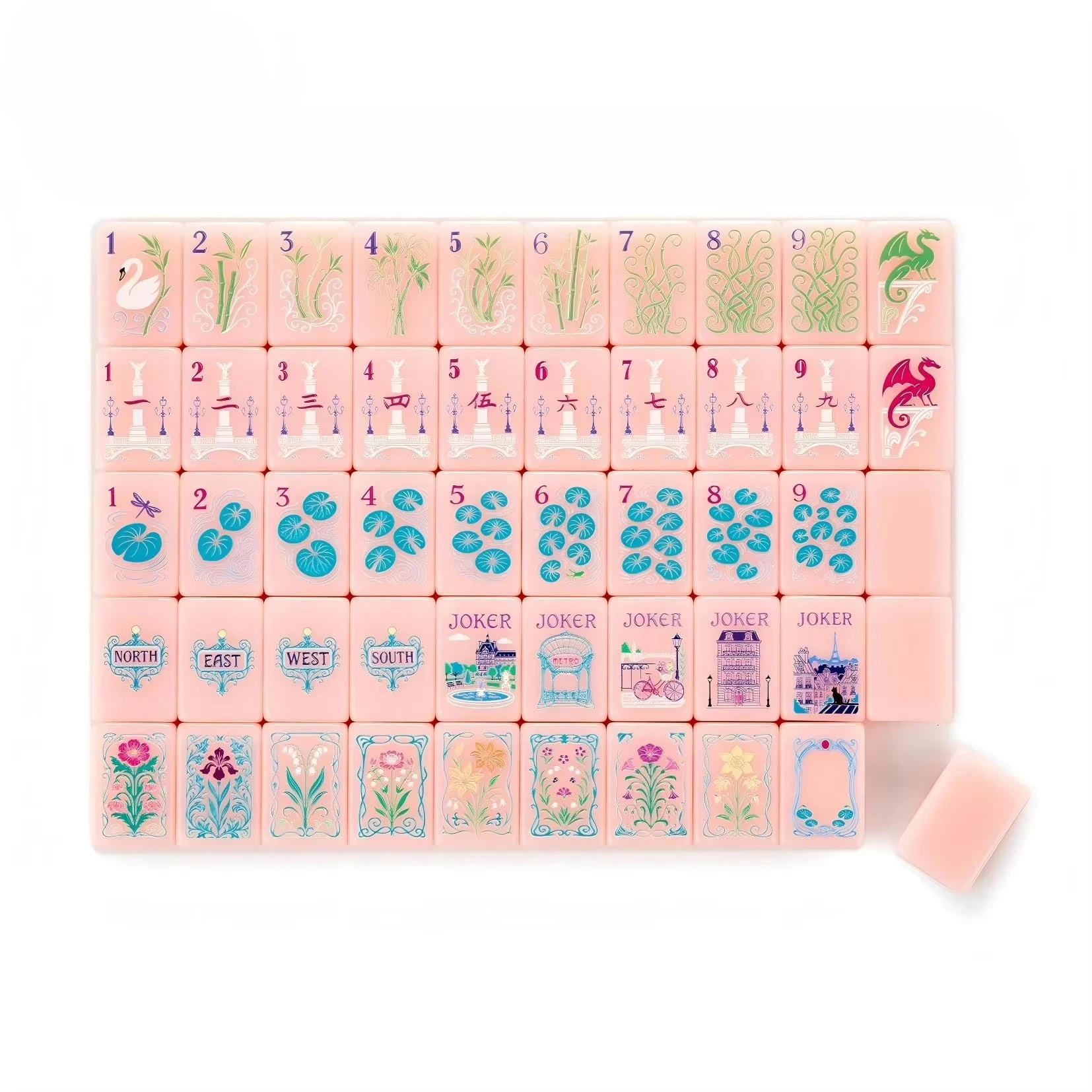 In Stock Wholesale Luxury Pink 160pcs 4-Layer Acrylic Tiles Bulk Set Single Layer Carving Children Custom American Mahjong Tiles