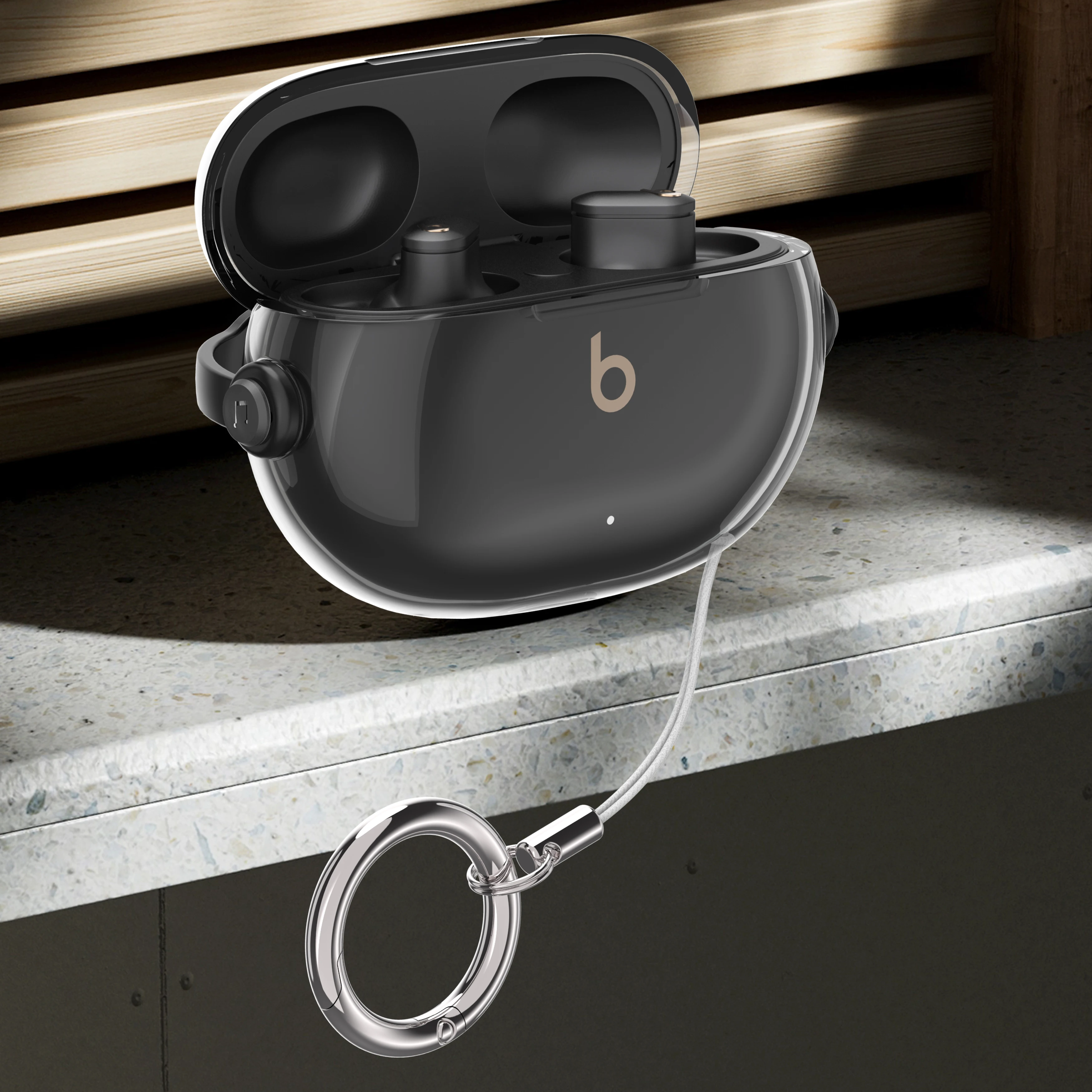 

For Beats Studio Buds Case Soft Transparent Earphone Case with Keychain Shockproof Cover for Beats Studio Buds+ Case Accessories