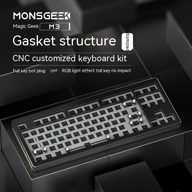 Imagem -02 - Monsgeek-kit Teclado Mecânico Liga de Alumínio Rgb Hot Swap Esports Jogos Escritório Acessórios de Computador Junta Faça Você Mesmo 87 Chaves m3