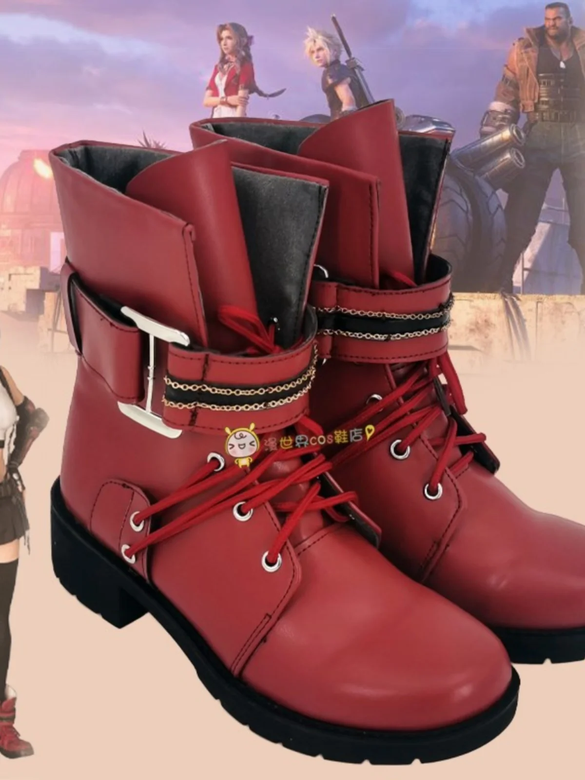 Final Fantasy Tifa Lockhart Cosplay Costume Shoes Handmade Faux Leather Boots