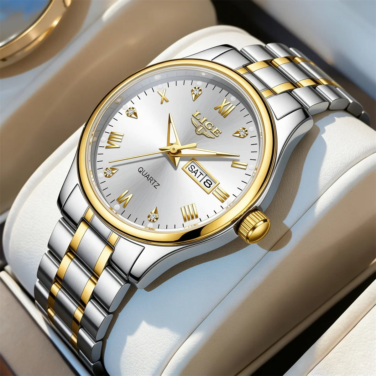 LIGE 2026 top Luxury Women's Watch Waterproof Luminous Date Stainless Steel Watch Women Ladies Quartz vintage watches reloj+BOX