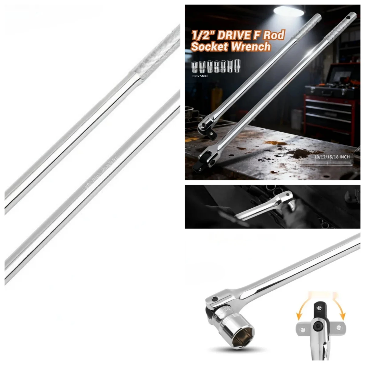 Hi-Spec 1/2 F Rod Long Force Bar Activity Head Socket Wrench With Strong Force Lever Steering Handle 10