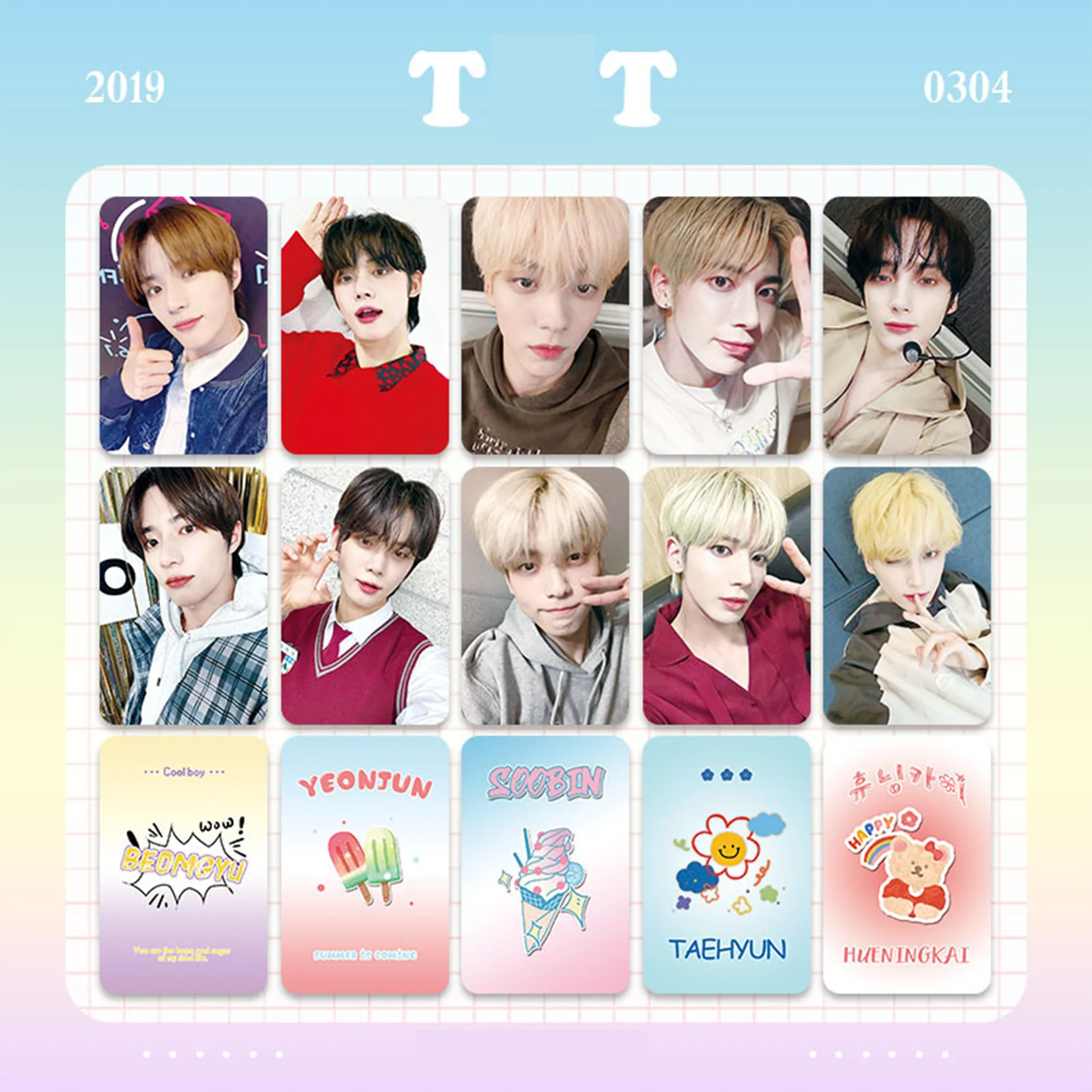 6pcs KPOP YeonJun SooBin TaeHyun INS Style Selfie Photocards Korean Double-Sided LOMO Cards BeomGyu Fans Collections