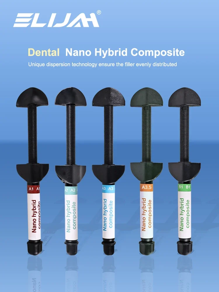 ELIJAH 1/5 Stück Dental Nano Hybrid-Verbundharz A1 A2 A3 A3,5 B1 4 g lichtzuerndes lichthärtendes Verbund-Oralharzwerkzeug