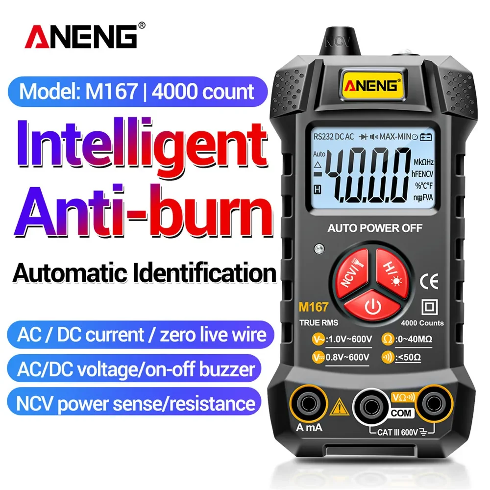 ANENG M167 Digital  Mini Multimeter Profesional 4000 Counts AC/DC Electrical Instruments Tester Auto Range Meter Multimetro Tool