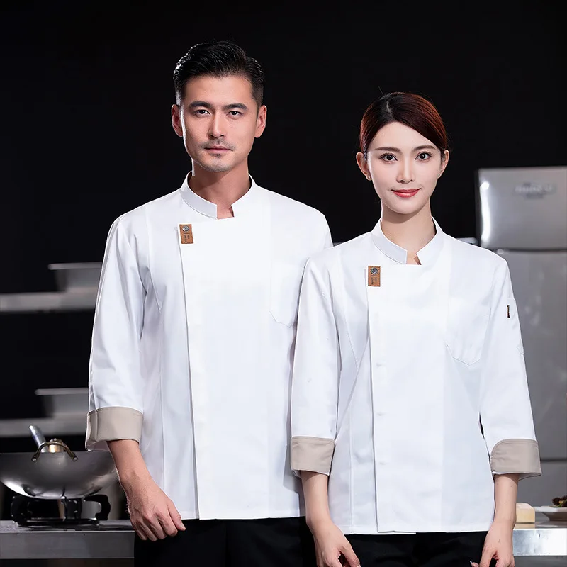 Chef Uniform Long Sleeve Autumn and Winter New Restaurant Dining Kitchen Kitchen Gourmet City Barbecue Restaurant Canteen Work C