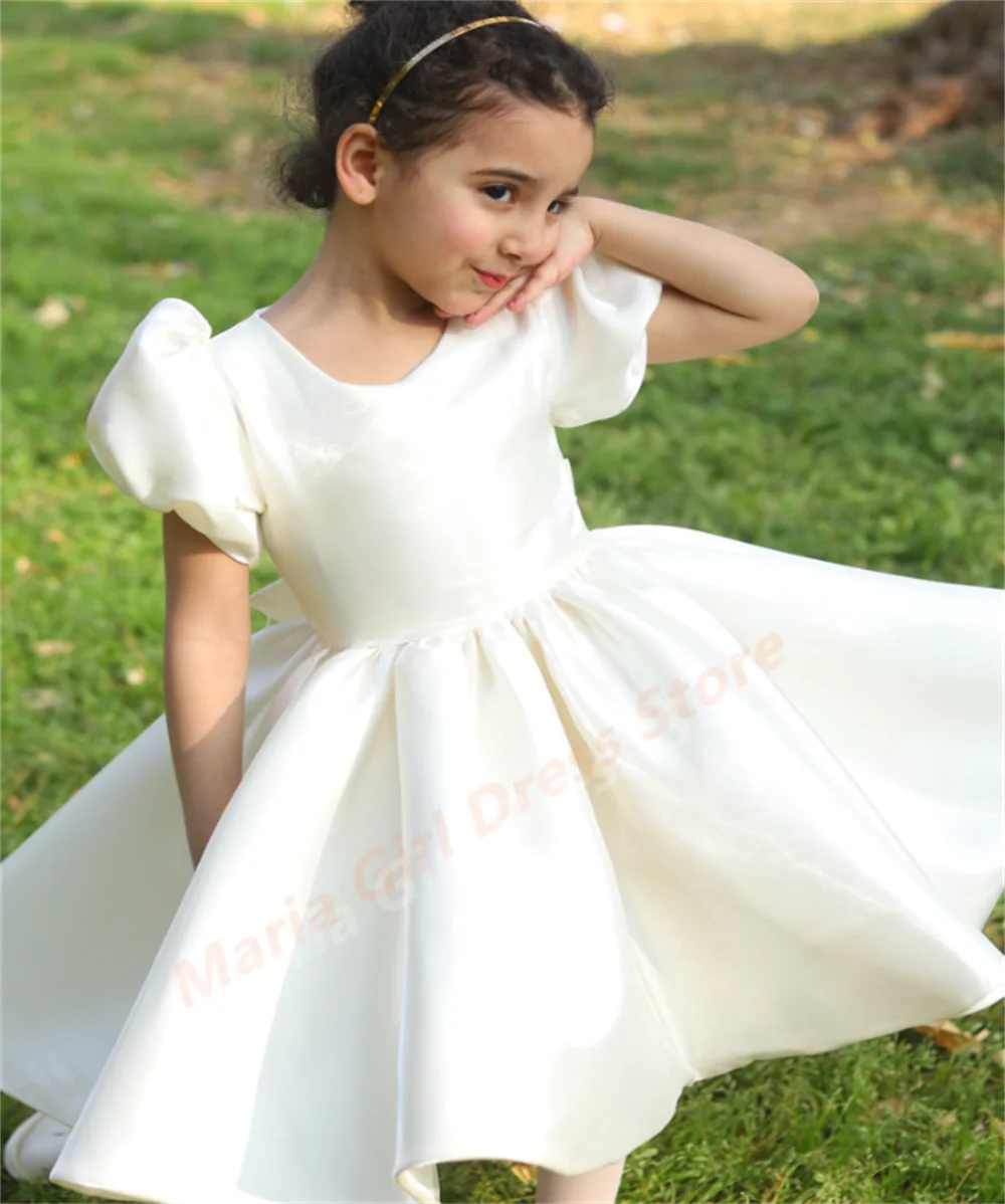 2026 Girl's Wedding Bridesmaid Dresses Fluffy Asymmetrical Length Trailing Princess's First Communion Customizable Party Dress