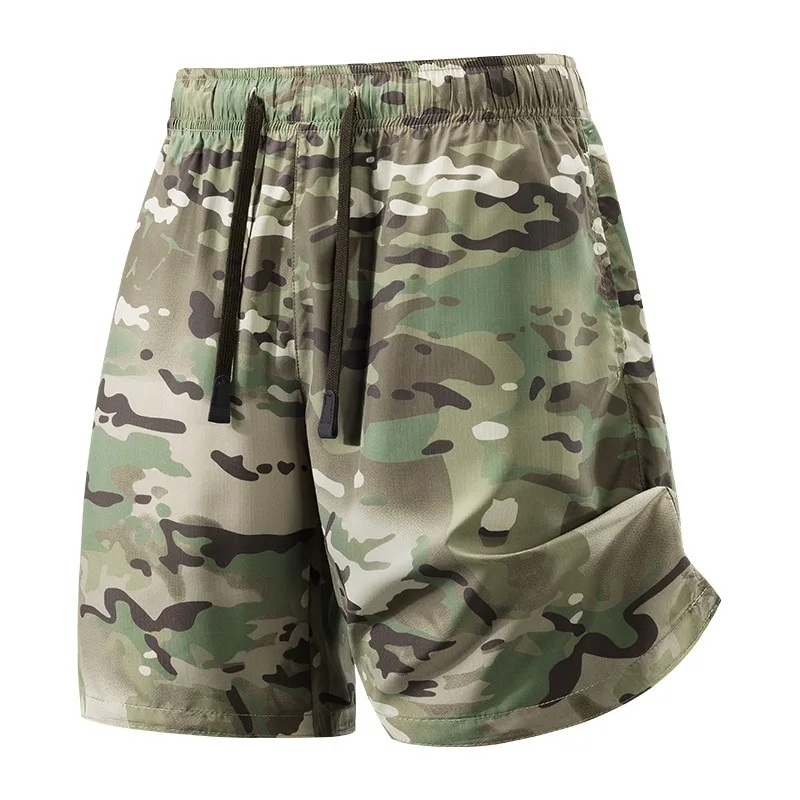 Herren-Tarnmuster-Laufshorts Schnelltrocknende Elastische Taille Sportshorts für Outdoor-Fitness-Training und Gym-Workout-Aktivitäten