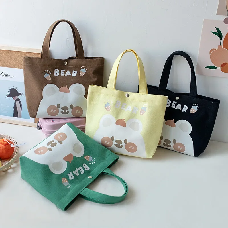 New Canvas Handbag Female Student Lunch Box Convenience Bag Work Handbag Korean Version Small Cloth Bag Bolsa Termica Lonchera